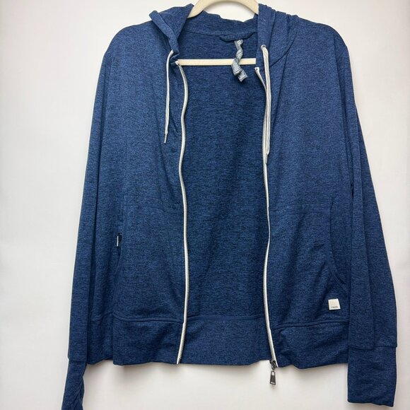 Vuori Women's Halo Performance full zip heather navy buttery soft hoodie - Picture 4 of 10